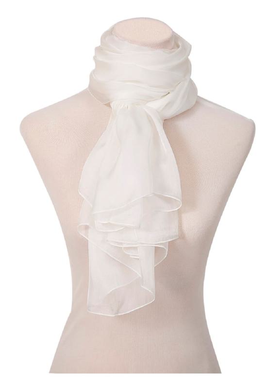 Scarf 100% Silk Paj unicolour White